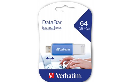 Clé USB Verbatim V DataBar 64 Go - Bleu - USB 2.0