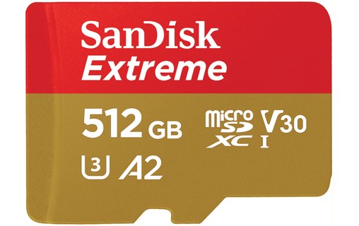 Carte microSDXC SanDisk Extreme 512 Go avec adaptateur SD, UHS-I, V30