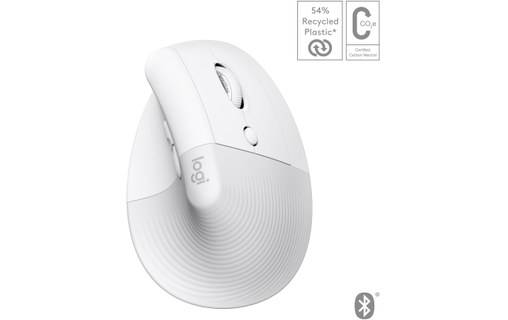 Souris sans fil pour Mac Logitech Lift - Blanche - Ergonomique, Verticale