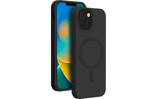 Coque MagSafe pour iPhone 15 en silicone Avec dragonne - Noire - Bigben