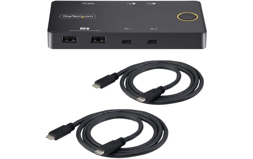 StarTech.com C2-H46-UC2-PD-KVM commutateur écran, clavier et souris Noir