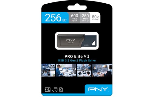 Clé USB PNY Pro Elite V2 256 Go - Noir - USB 3.2