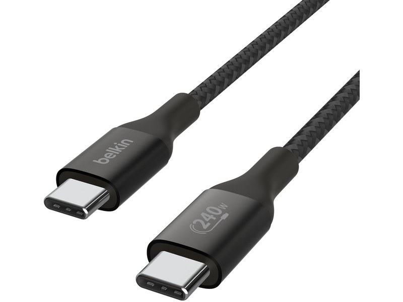 Câble USB-C vers USB-C 240 W 2 m Tressé Noir - Belkin BoostCharge - USB -  BELKIN