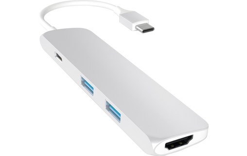 Satechi Slim Aluminium Argent - Adaptateur USB-C vers USB-A / HDMI 4 K / USB-C