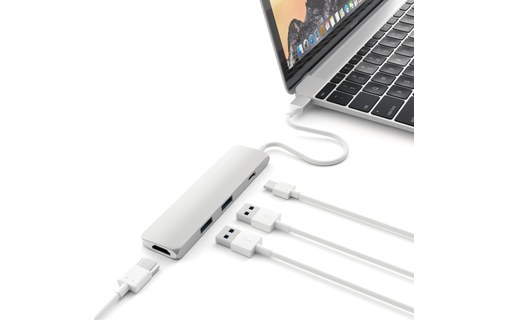 Satechi Slim Aluminium Argent - Adaptateur USB-C vers USB-A / HDMI 4 K / USB-C