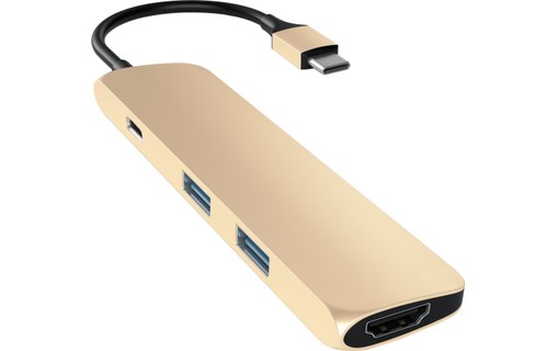 Satechi Slim Aluminium Or - Adaptateur USB-C vers USB-A / HDMI 4 K / USB-C