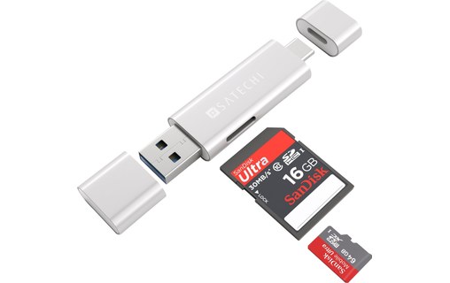 Satechi Lecteur de cartes SD et Micro SD Argent - USB-C et USB 3.0