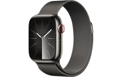 Apple Watch Series 9 GPS + Cellular 41mm Acier Graphite, Bracelet Milanais