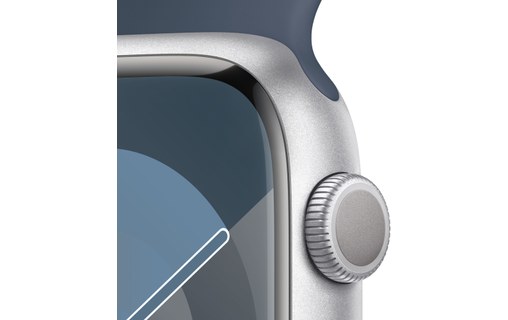Apple Watch Series 9 GPS 45mm Aluminium argent, Bracelet Sport Bleu orage - M/L