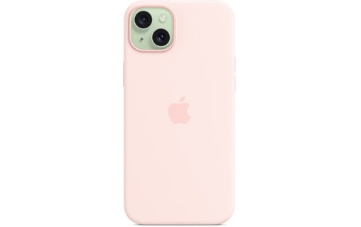 Apple - Coque pour iPhone 15 Plus - silicone - Rose pâle - avec MagSafe