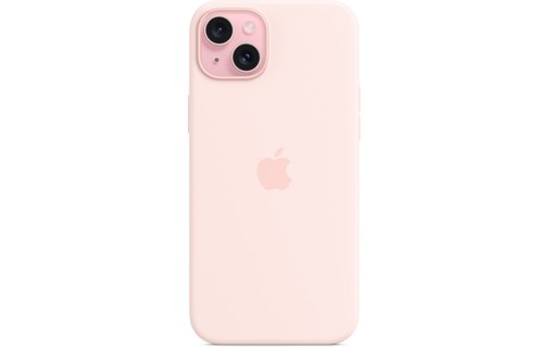 Apple - Coque pour iPhone 15 Plus - silicone - Rose pâle - avec MagSafe