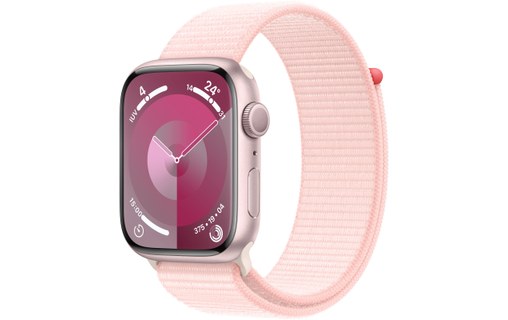 Apple Watch Series 9 GPS 45mm Aluminium rose, Boucle Sport Rose pâle