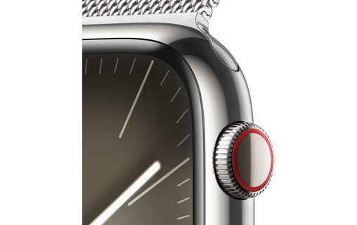 Apple Watch Series 9 GPS + Cellular 45mm Acier Argent, Bracelet Milanais