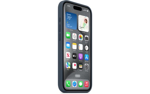 Apple - Coque pour iPhone 15 Pro - silicone - bleu orage - avec MagSafe