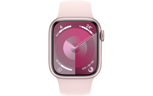Apple Watch Series 9 GPS 41mm Aluminium rose, Bracelet Sport Rose pâle - S/M