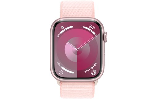 Apple Watch Series 9 GPS 45mm Aluminium rose, Boucle Sport Rose pâle