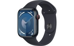Apple Watch Series 9 4G 45mm Aluminium Minuit, Bracelet Sport Minuit - M/L