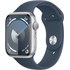 Apple Watch Series 9 GPS 45mm Aluminium argent, Bracelet Sport Bleu orage - M/L