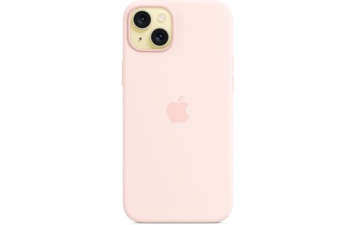 Apple - Coque pour iPhone 15 Plus - silicone - Rose pâle - avec MagSafe