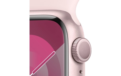Apple Watch Series 9 GPS 41mm Aluminium rose, Bracelet Sport Rose pâle - S/M