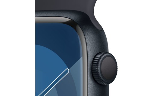 Apple Watch Series 9 GPS 45mm Aluminium Minuit, Bracelet Sport Minuit - S/M