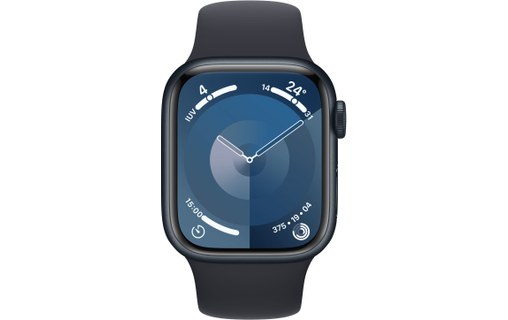 Apple Watch Series 9 GPS 41mm Aluminium Minuit, Bracelet Sport Minuit - M/L