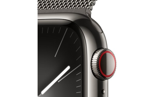 Apple Watch Series 9 GPS + Cellular 41mm Acier Graphite, Bracelet Milanais