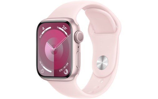 Apple Watch Series 9 GPS 41mm Aluminium rose, Bracelet Sport Rose pâle - S/M