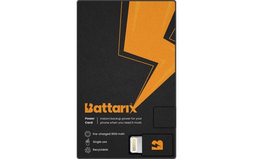 Batterie de secours 1600 mAh USB-C et Lightning (usage unique) - Battarix