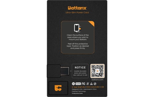 Batterie de secours 1600 mAh USB-C et Lightning (usage unique) - Battarix