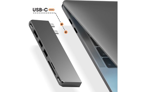 Hub Macbook Satechi Pro Hub Slim Gris, USB USB-C HDMI 4K Lecteur Carte
