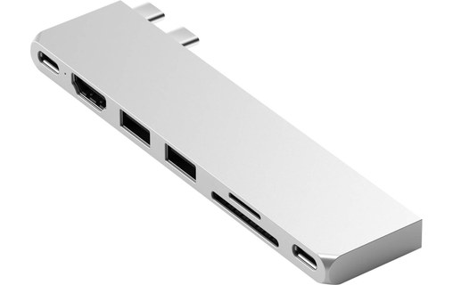 Hub Macbook Satechi Pro Hub Slim Argent, USB USB-C HDMI 4K Lecteur carte