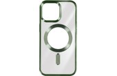 Coque MagSafe pour iPhone 15 Pro Silicone Protection Caméra Contour Chromé Vert