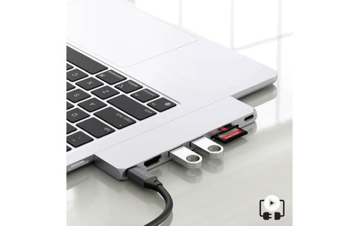 Hub Macbook Satechi Pro Hub Slim Argent, USB USB-C HDMI 4K Lecteur carte