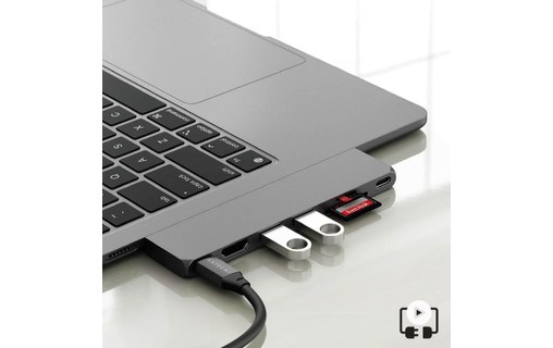 Hub Macbook Satechi Pro Hub Slim Gris, USB USB-C HDMI 4K Lecteur Carte