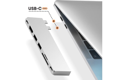 Hub Macbook Satechi Pro Hub Slim Argent, USB USB-C HDMI 4K Lecteur carte