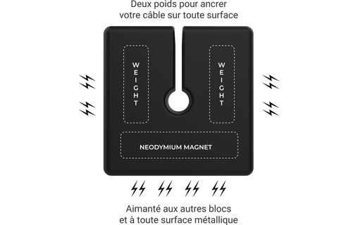Lot de 4 passe-câbles aimantés - Noir - Gestion des câbles - Function101