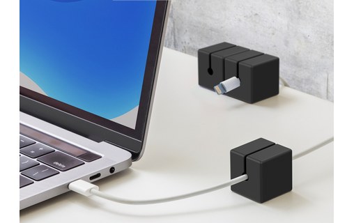 Lot de 4 passe-câbles aimantés - Noir - Gestion des câbles - Function101