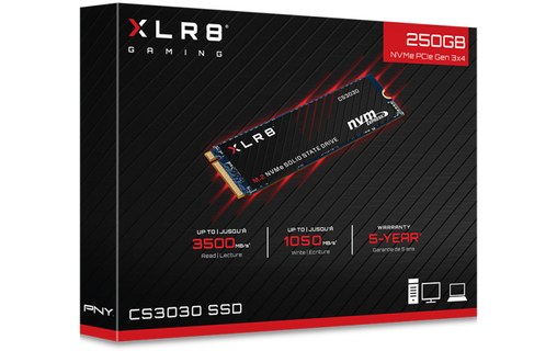 PNY XLR8 CS3030 250 Go - SSD M.2 2280 NVMe PCIe 3.0 TLC