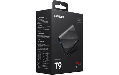 Samsung T9 4 To USB-C & USB-A - Noir - SSD externe portable
