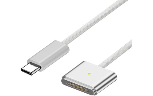 Câble pour MacBook USB C vers MagSafe 3 Nylon Tressé 2m LED Original Apple  Blanc - USB - Apple