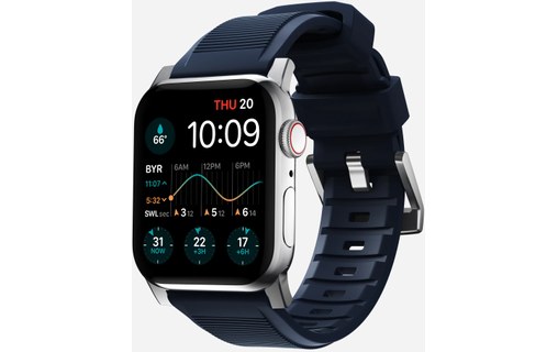 Bracelet pour Apple Watch 42/44/45/49 mm - Bleu/Argent - Nomad Rugged Band