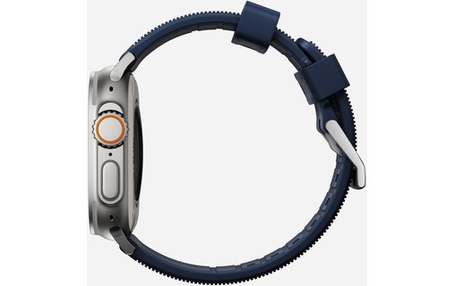Bracelet pour Apple Watch 42/44/45/49 mm - Bleu/Argent - Nomad Rugged Band
