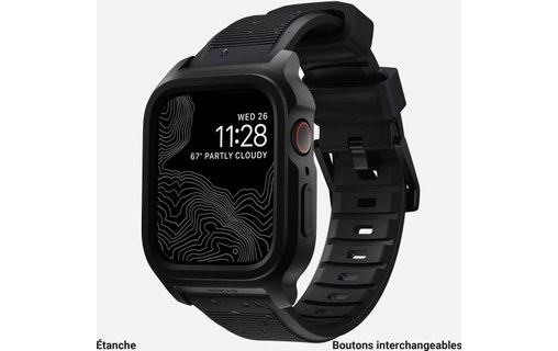 Bracelet avec coque pour Apple Watch 44/45 mm - Noir - Nomad Rugged Case