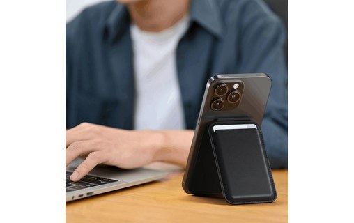 Support magnétique pour iPhone avec porte cartes compatible MagSafe Noir Satechi