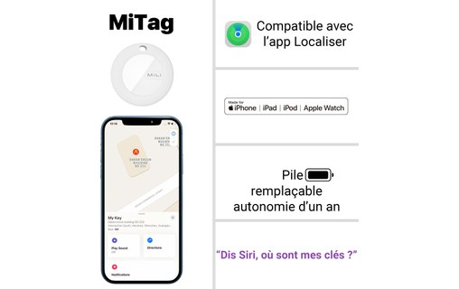 Tracker MiLi MiTag Brun - Compatible Apple Localiser (Find My)