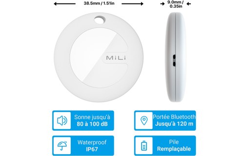 Tracker MiLi MiTag Brun - Compatible Apple Localiser (Find My)