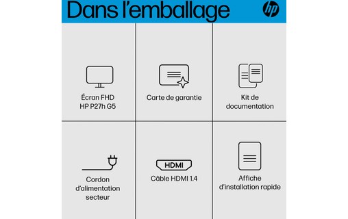 Écran 27" HP P27h G5 - HDMI/DisplayPort/VGA