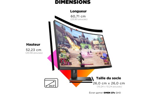 Écran Gaming Incurvé 27" HP OMEN 27c - 240 Hz HDMI/DisplayPort