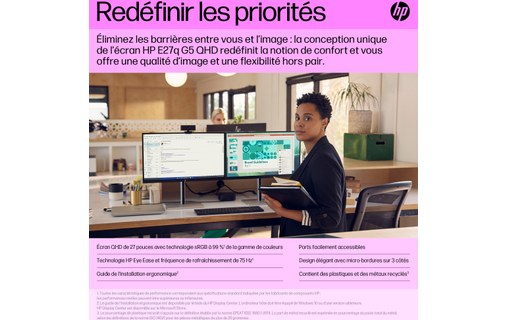 Écran 27" HP E27q G5 - HDMI/DisplayPort